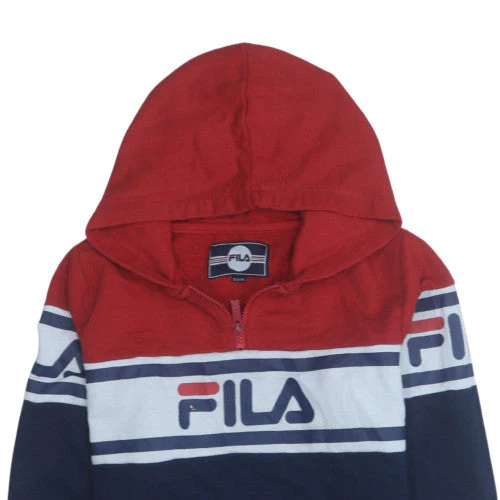 Fila Boys Red Blue Half Zip Hoodie 13-15 Years Cotton Blend - Image 8