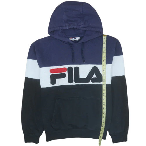 FILA Men’s Multicoloured Pullover Hoodie Medium Logo Hooded Sweatshirt - Image 2