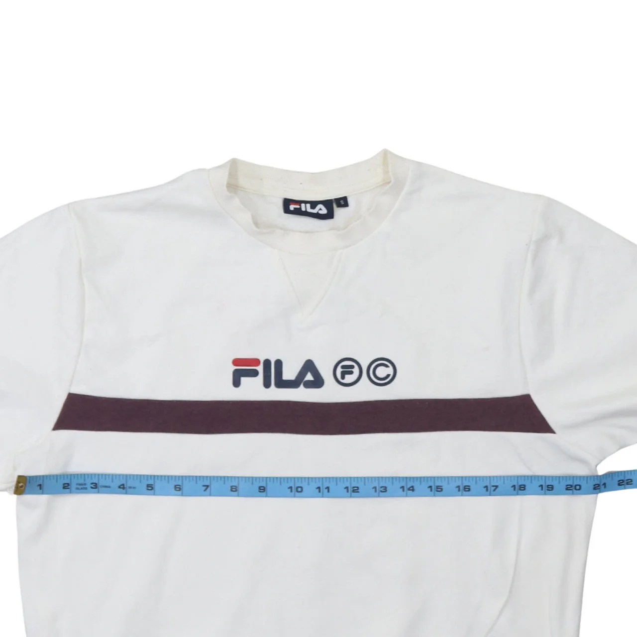 FILA Men’s White Pullover Sweatshirt Size S Logo Crew Neck Jumper - Image 2
