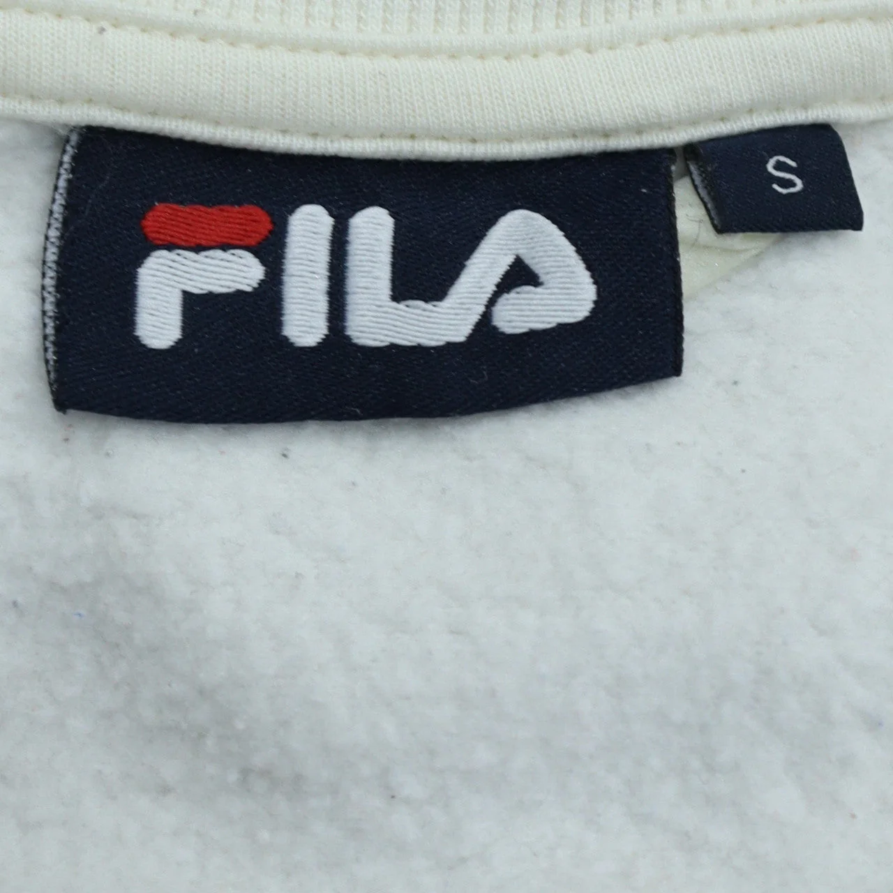 FILA Men’s White Pullover Sweatshirt Size S Logo Crew Neck Jumper - Image 5