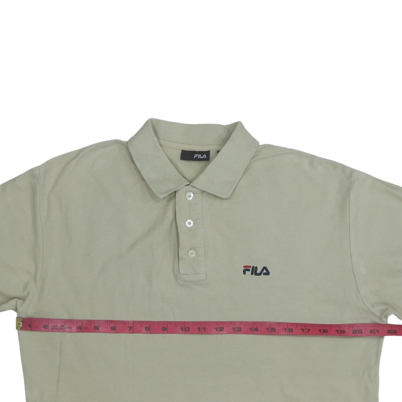 FILA Mens Beige Cotton Polo Shirt Size L Short Sleeve Casual Top - Image 2