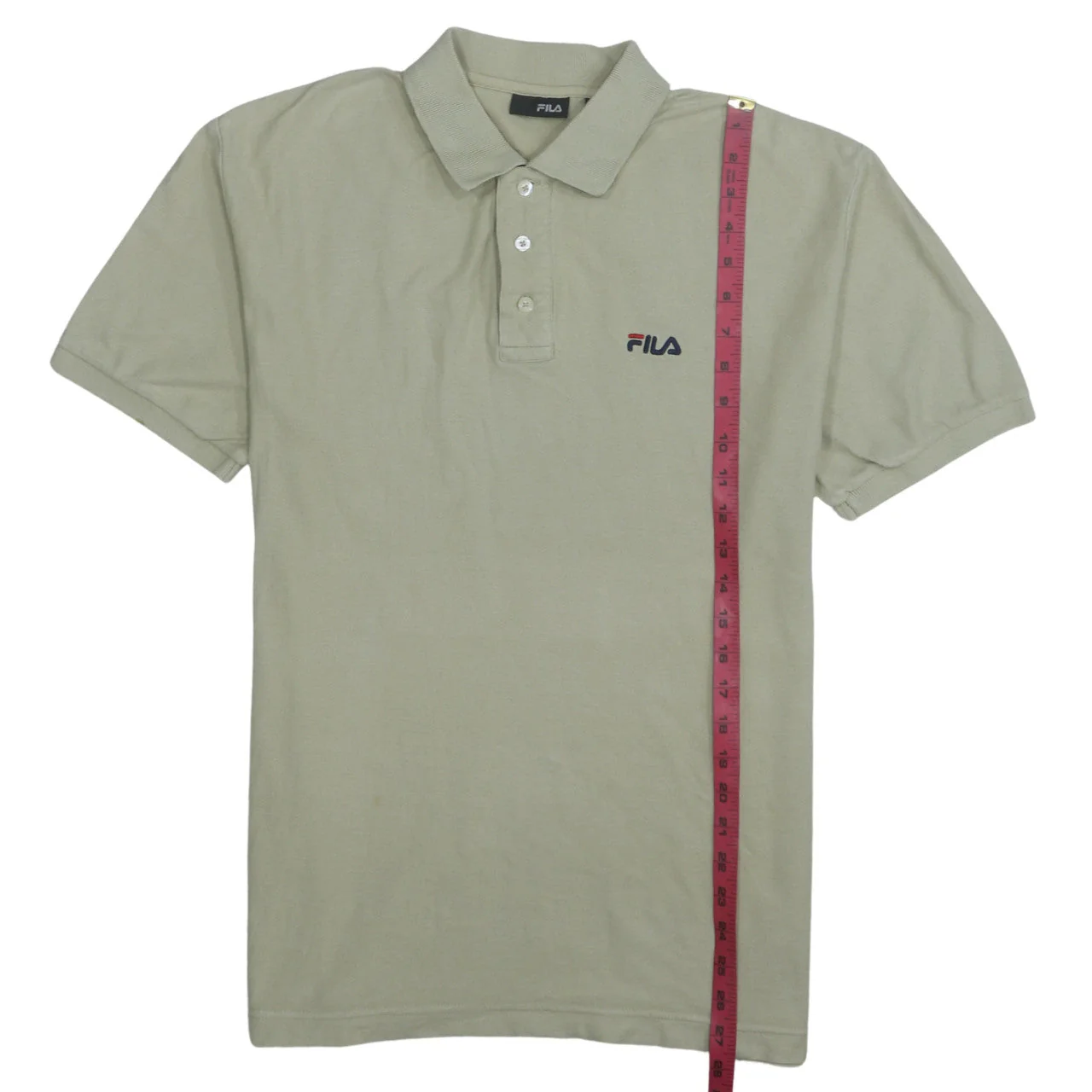 FILA Mens Beige Cotton Polo Shirt Size L Short Sleeve Casual Top - Image 3