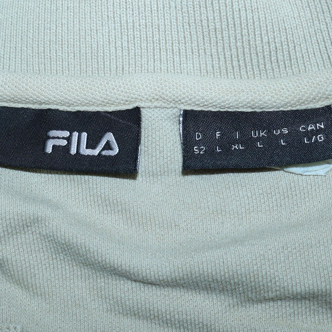 FILA Mens Beige Cotton Polo Shirt Size L Short Sleeve Casual Top - Image 6