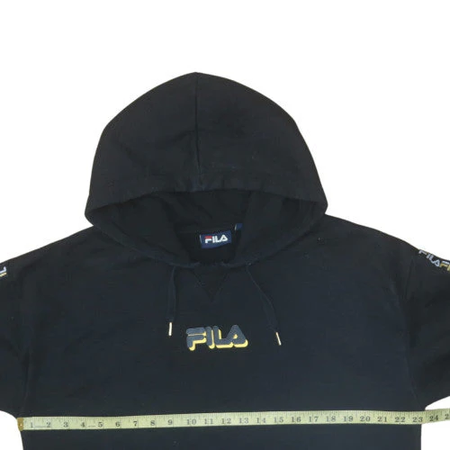 Fila Men's Black Pullover Hoodie L Logo Fleece Sportswear - Image 3