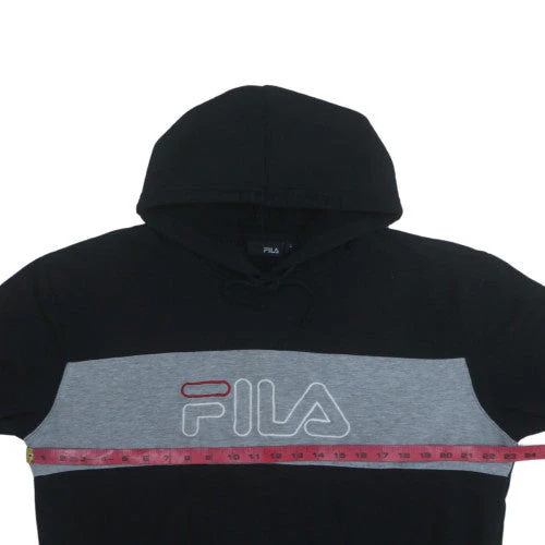 FILA Mens Black Pullover Hoodie L Regular Fit Sportswear - Image 2