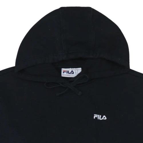 FILA Men's Black Pullover Hoodie Size M Logo Fleece Sweatshirt - Image 7