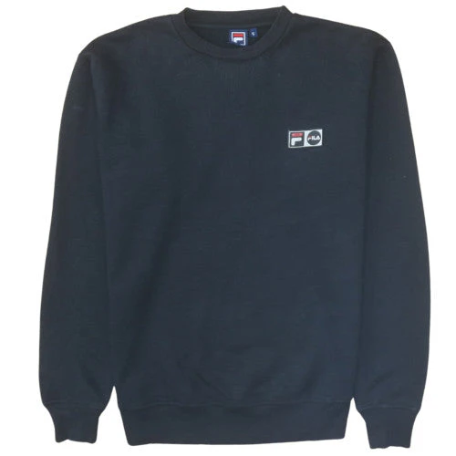 Fila Men's Black Small Crew Neck Sweatshirt Logo Cotton Blend