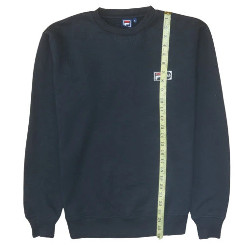 Fila Men's Black Small Crew Neck Sweatshirt Logo Cotton Blend - Image 3