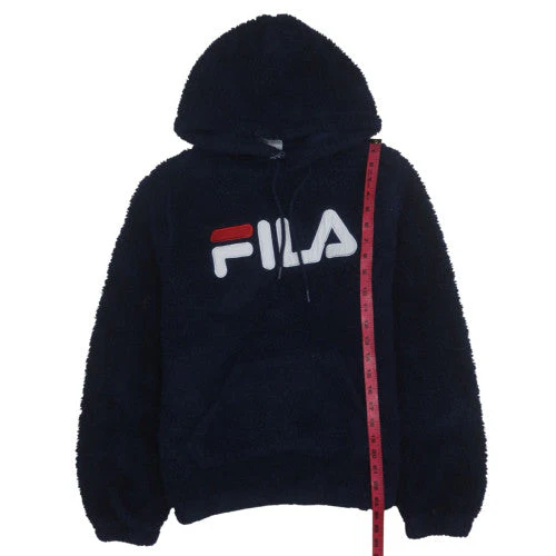 FILA Men's Blue Fleece Pullover Hoodie Size M Logo Sportswear - Image 2