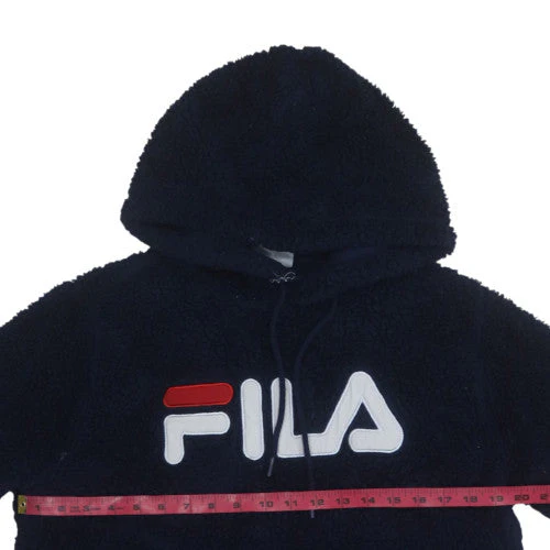 FILA Men's Blue Fleece Pullover Hoodie Size M Logo Sportswear - Image 3