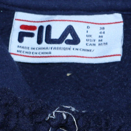 FILA Men's Blue Fleece Pullover Hoodie Size M Logo Sportswear - Image 6