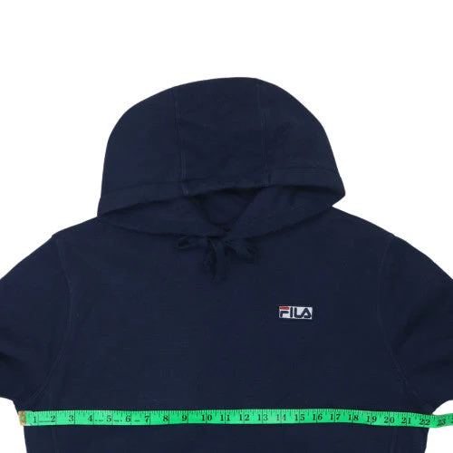 FILA Men's Blue Pullover Hoodie M Logo Fleece Sweatshirt - Image 2