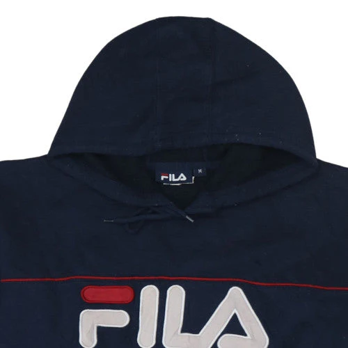 FILA Mens Blue Pullover Hoodie M Regular Fit Logo Sportswear - Image 6