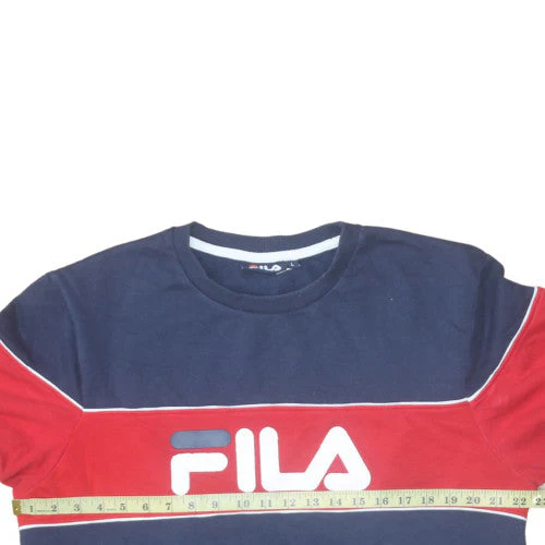 Fila Mens Blue Red Logo Crew Neck Pullover Sweatshirt L - Image 2