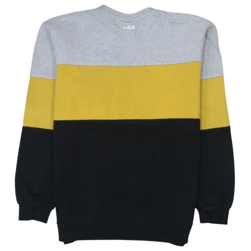 FILA Men's Grey Yellow Black Logo Crew Neck Sweatshirt M - Image 4