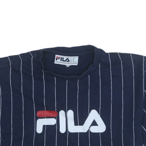 Fila Men's Navy Pinstripe Crew Neck Short Sleeve T-Shirt XS - Image 7