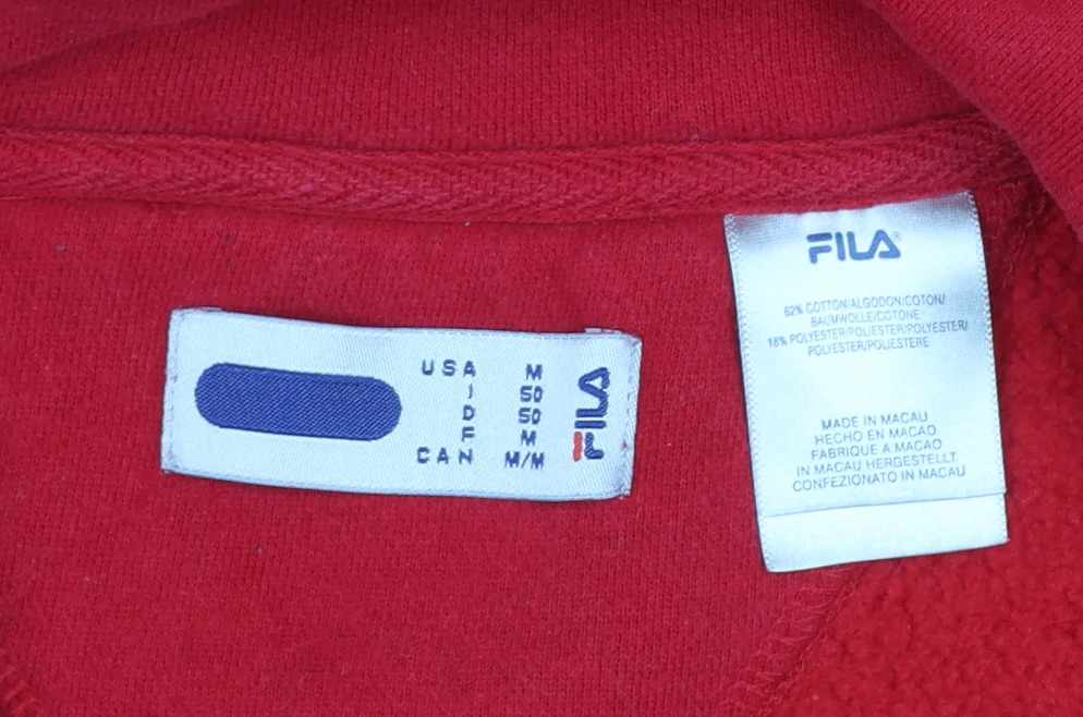Fila Mens Red 1/2 Zip Pullover Fleece Sweatshirt Size M - Image 4