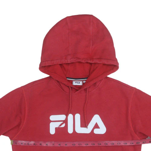 FILA Men's Red Pullover Hoodie Small Graphic Fleece Sweatshirt - Image 2