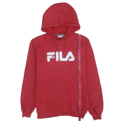 FILA Men's Red Pullover Hoodie Small Graphic Fleece Sweatshirt - Image 3