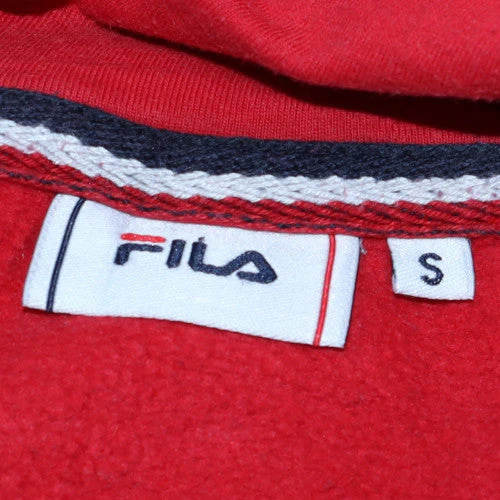 FILA Men's Red Pullover Hoodie Small Graphic Fleece Sweatshirt - Image 5