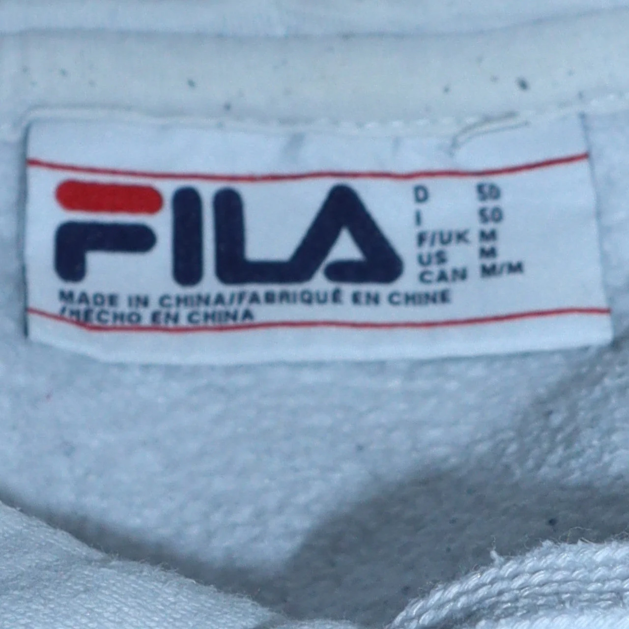 FILA Men's White & Navy Pullover Hoodie M Regular Fit Logo Sportswear - Image 6