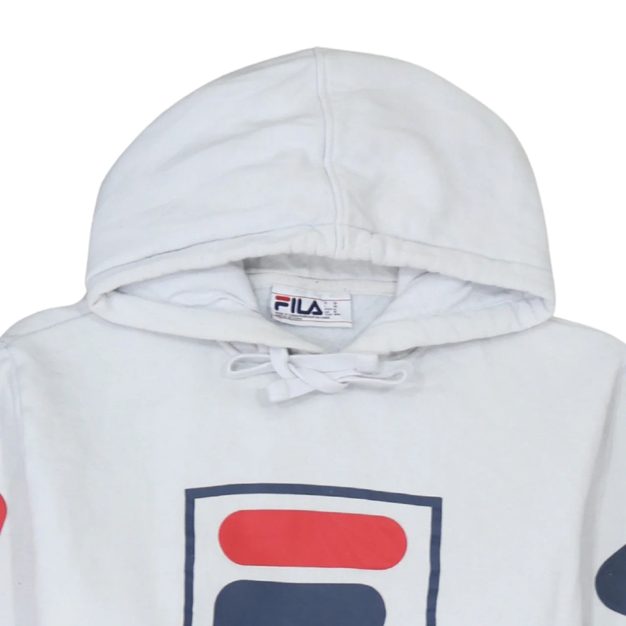 FILA Men's White & Navy Pullover Hoodie M Regular Fit Logo Sportswear - Image 8