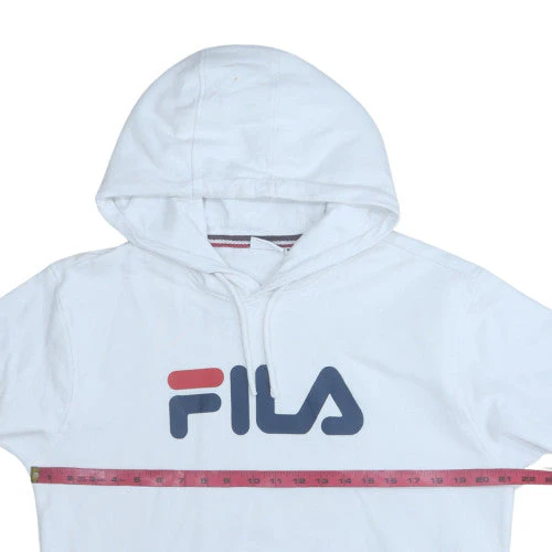 Fila Men's White Pullover Hoodie M Cotton Blend Logo Sweatshirt - Image 3