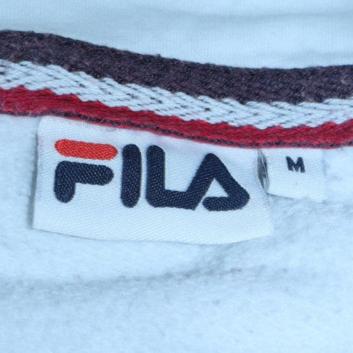 Fila Men's White Pullover Hoodie M Cotton Blend Logo Sweatshirt - Image 6