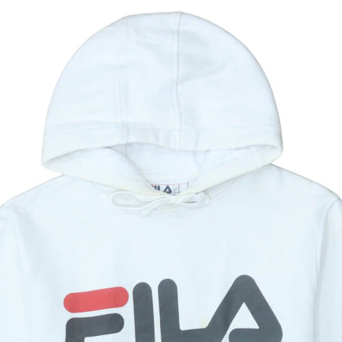FILA Mens White Pullover Hoodie M Graphic Logo Sweatshirt - Image 7