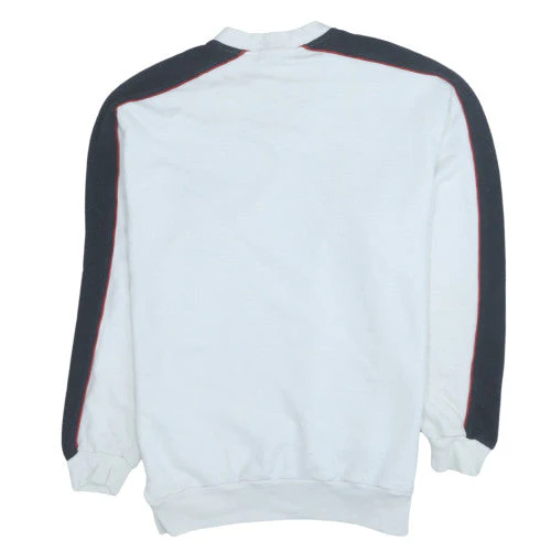Fila Mens White V-Neck Sweatshirt M Retro 90s Logo Sports Pullover - Image 4