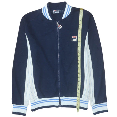 Fila White Line Men's Blue Bomber Jacket XS Wool Blend Retro Style - Image 2