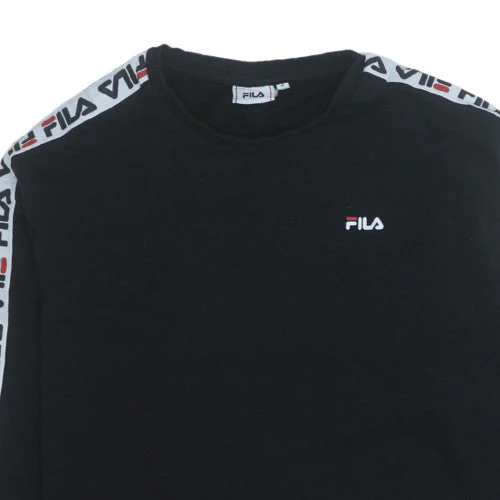 FILA Women Black Logo Tape Crew Neck Pullover Sweatshirt Size S - Image 8