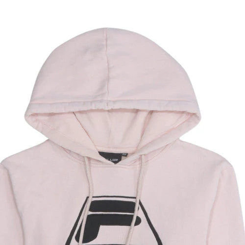 Fila Women Pink Pullover Hoodie Black Logo Cotton Blend Size L - Image 8