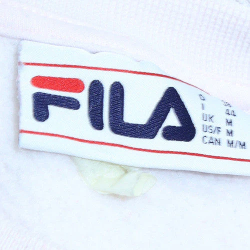 FILA Women White Colourblock Sweatshirt Medium Logo Crew Neck Casual - Image 5