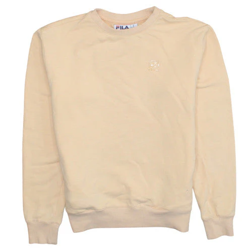 FILA Womens Beige XS Pullover Sweatshirt Crew Neck Cotton Blend