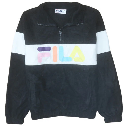 Fila Womens Black 1/4 Zip Pullover Sweatshirt Size S