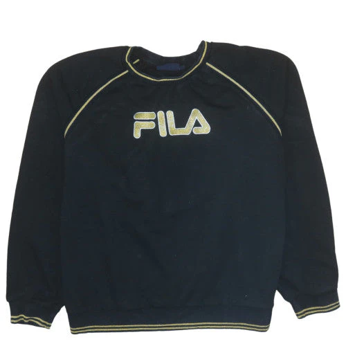 Fila Womens Black 3XL Pullover Sweatshirt with Logo Trim