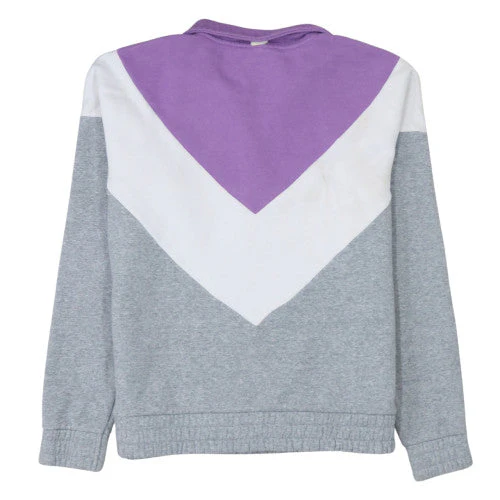 Fila Womens Grey Purple 1/4 Zip Colourblock Sweatshirt Size M - Image 4