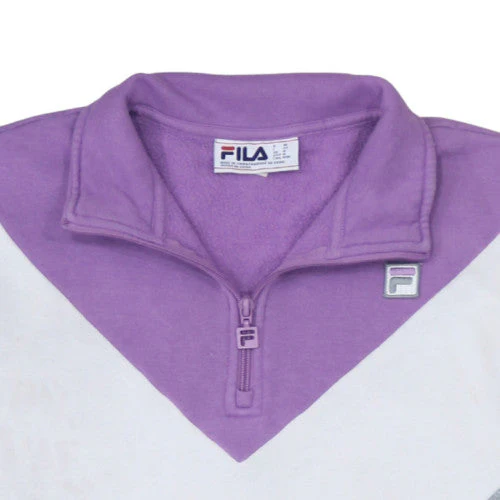 Fila Womens Grey Purple 1/4 Zip Colourblock Sweatshirt Size M - Image 8