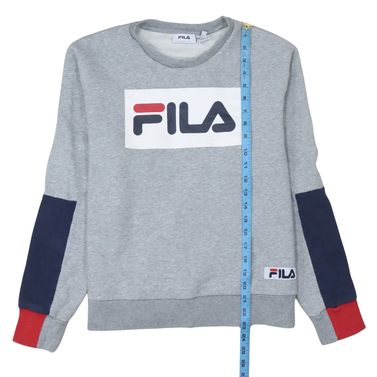 Fila Womens Grey Regular Fit Crew Neck Logo Pullover Sweatshirt L - Image 3