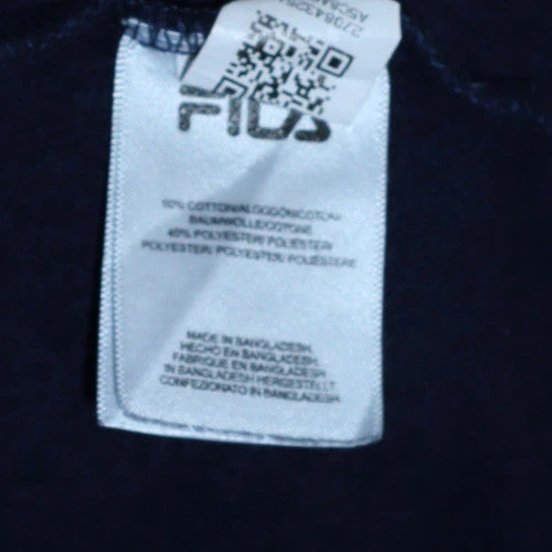 FILA Women's Navy Blue Pullover Hoodie L Logo Cotton Blend - Image 5