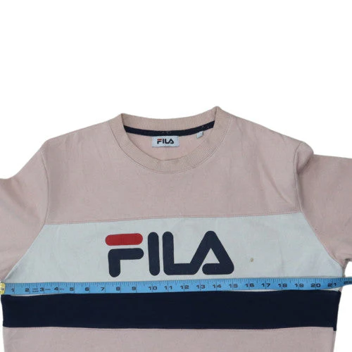 Fila Womens Pink Crew Neck Pullover Sweatshirt Size M Cotton Logo Print - Image 2