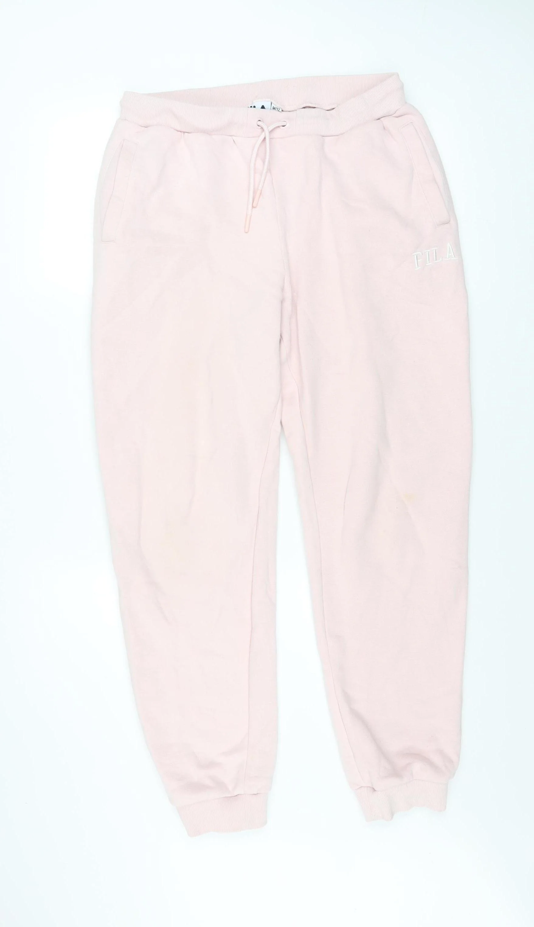 FILA Womens Pink Jogger Sweatpants Size 12 Cotton Blend Tapered Fit