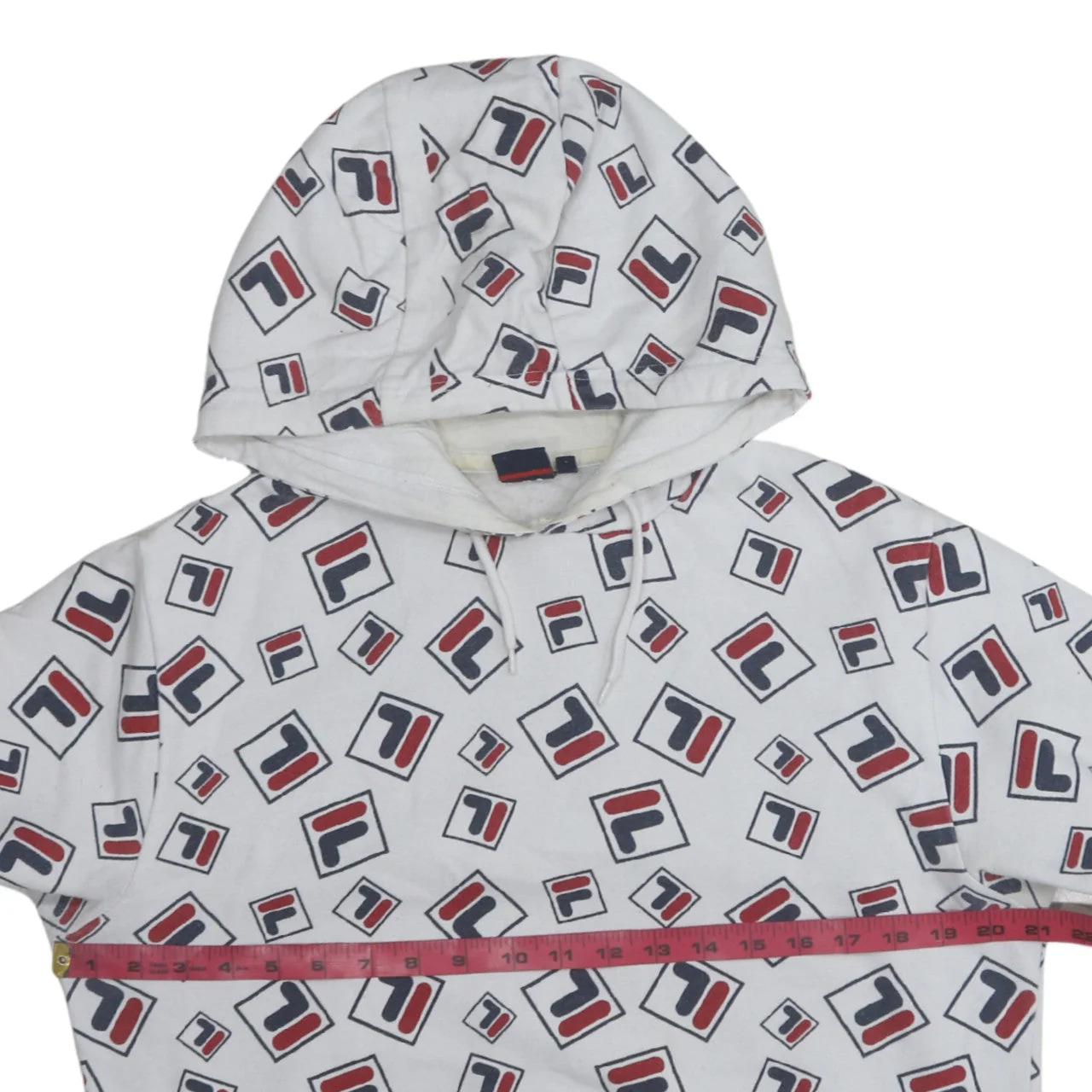 Fila Womens White Multicolour Logo Print Pullover Hoodie Size L - Image 2