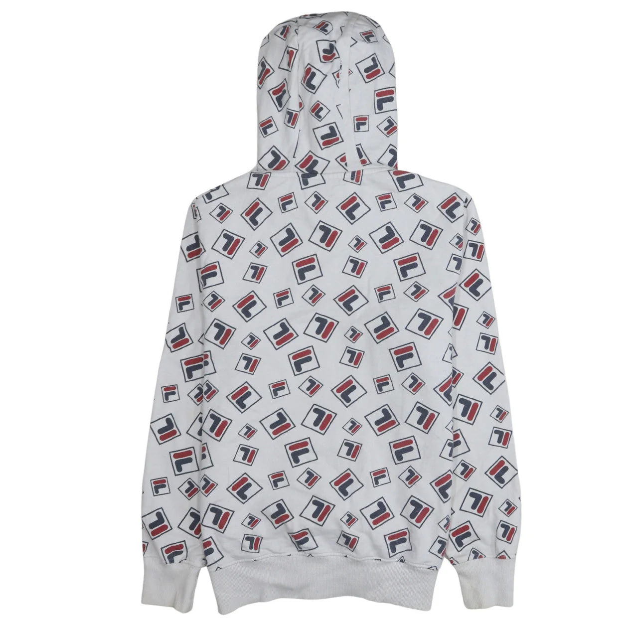 Fila Womens White Multicolour Logo Print Pullover Hoodie Size L - Image 4