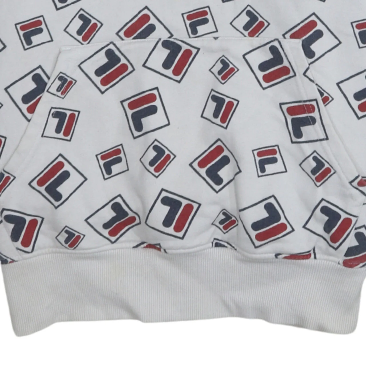 Fila Womens White Multicolour Logo Print Pullover Hoodie Size L - Image 7
