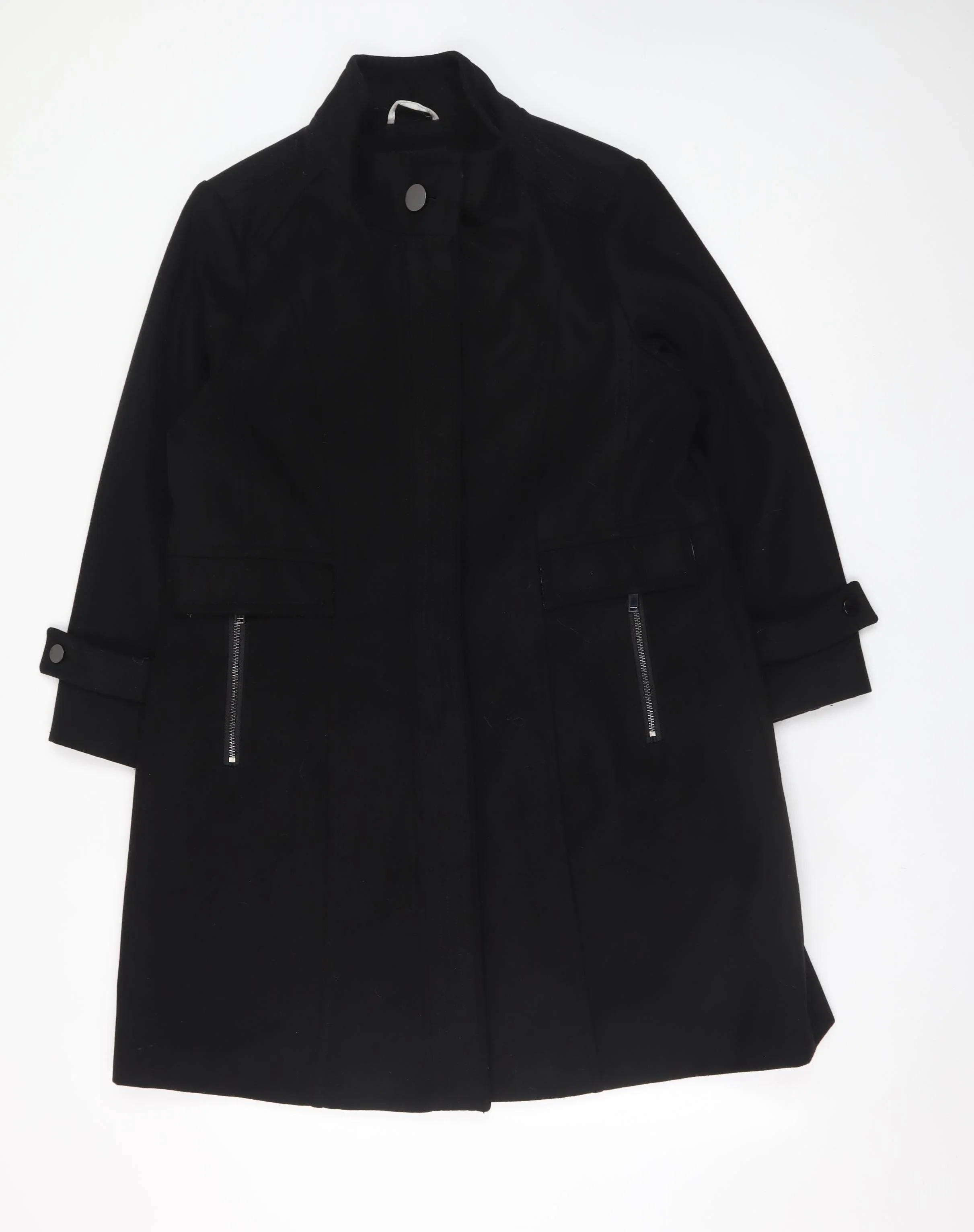 Finesse Women's Black Size 16 Mid-Length Overcoat