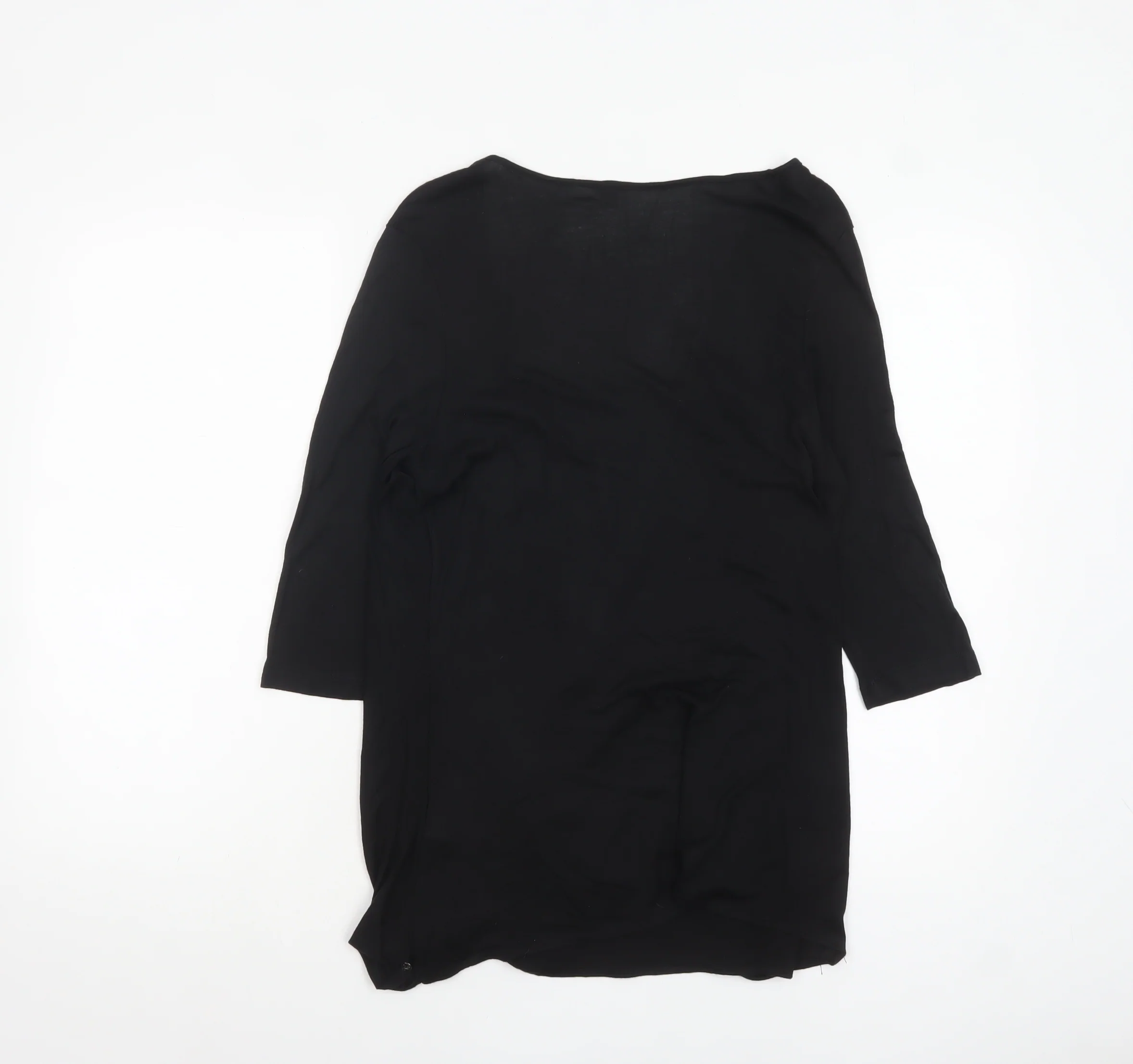 Firetrap Womens Black Wrap Blouse V-Neck 3/4 Sleeve L Modal - Image 3