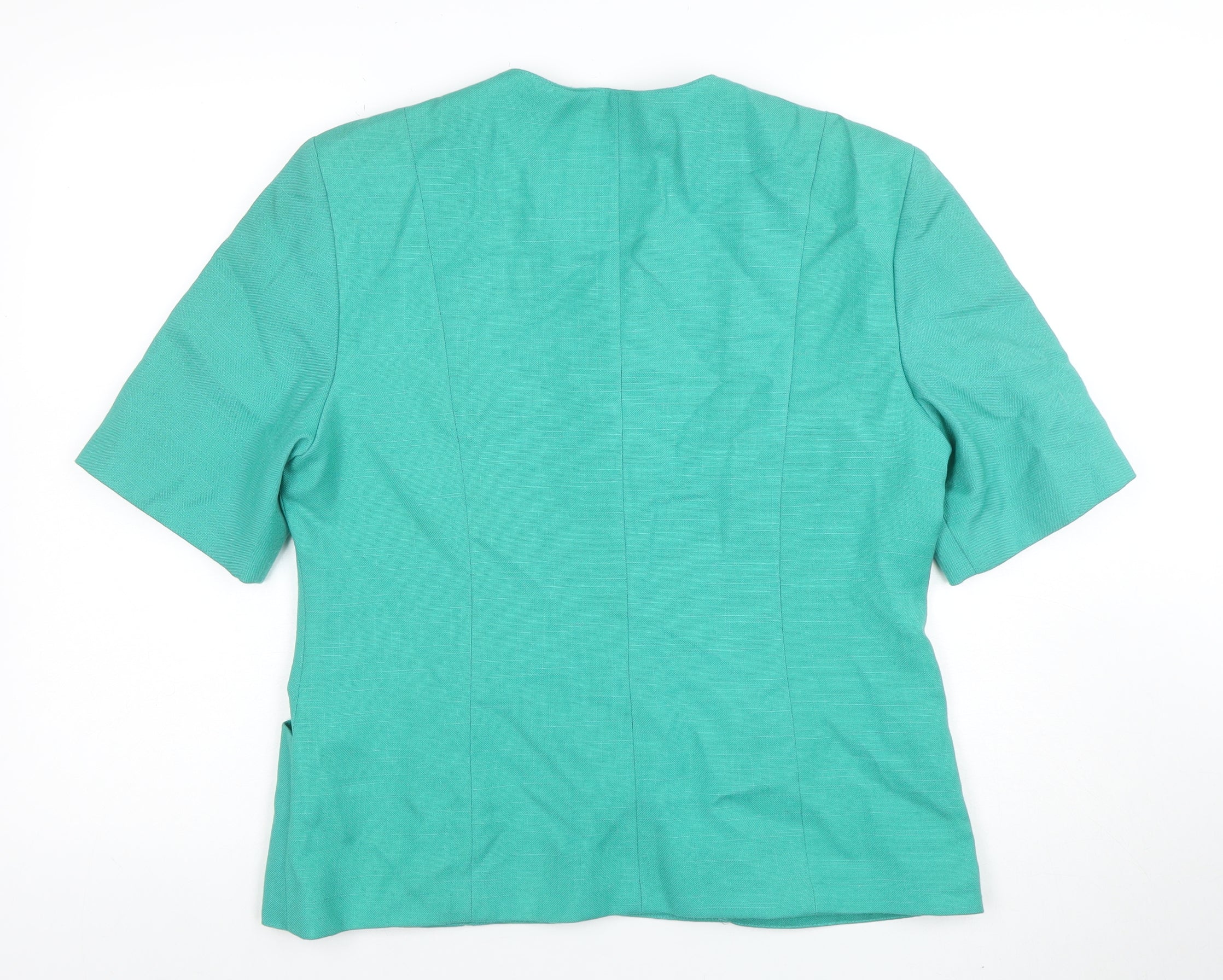 First Avenue Womens Green Short Sleeve Suit Jacket Size 14 - Image 3