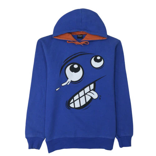 Fishbone Mens Blue XL Pullover Hoodie Graphic Funny Face Fleece